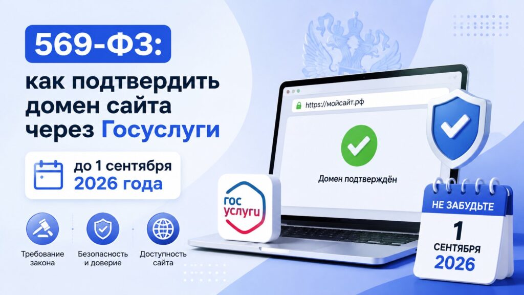 569-ФЗ: как подтвердить домен сайта через Госуслуги до 1 сентября 2026 года