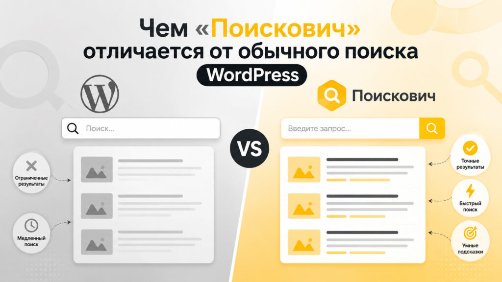 Чем «Поискович» отличается от обычного поиска WordPress